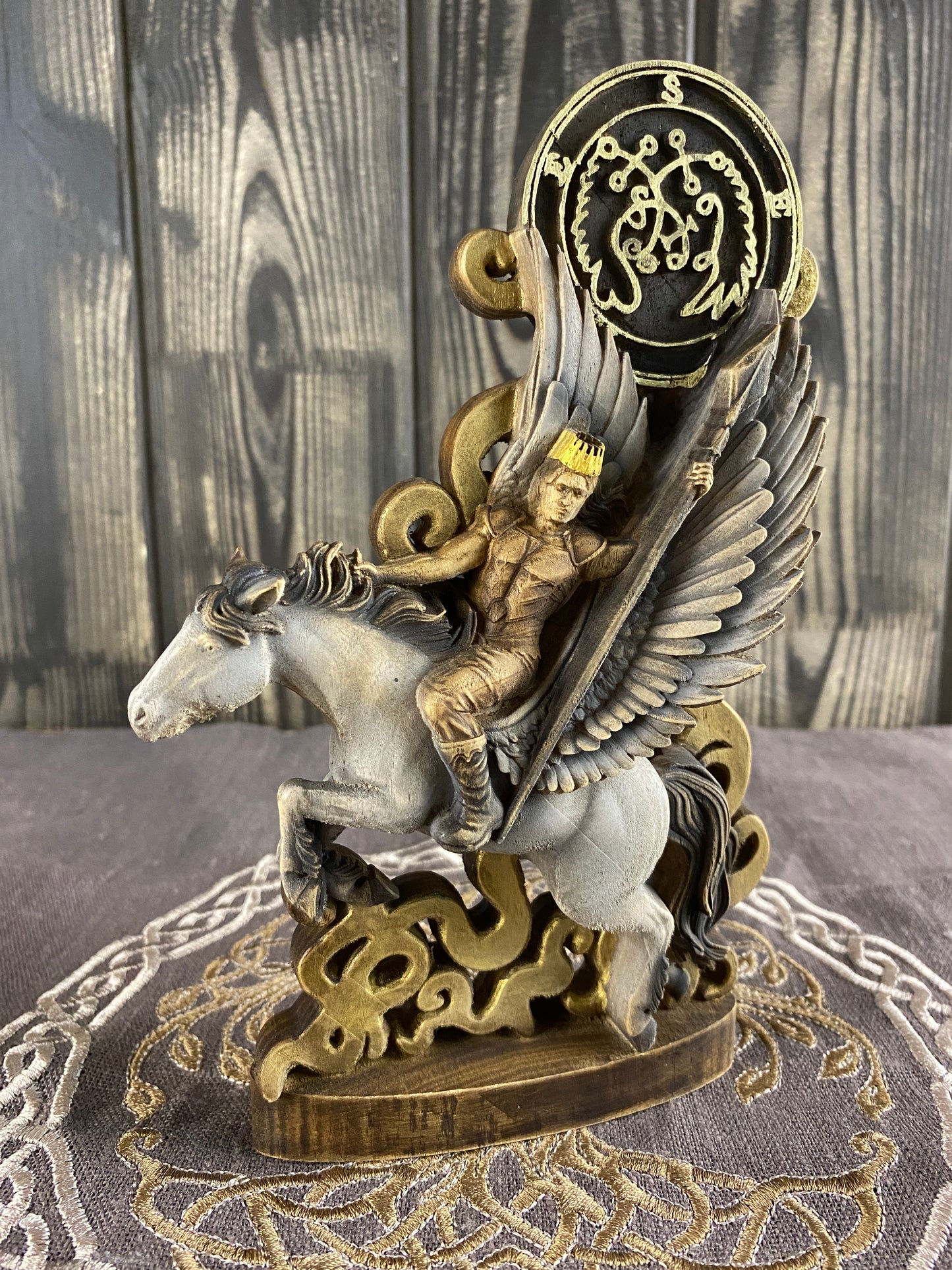 Prince seere Demon statue Gothic statue Goetia demon Demon Sigil of seere Goetia ocult Gothic décor Wood carved statue Seere demon Carving Statue