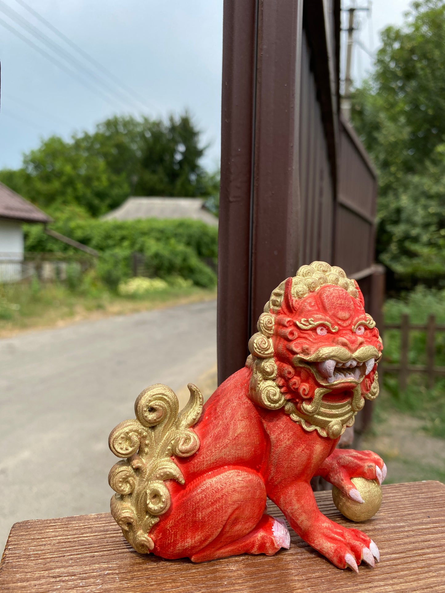 Foo dog statue Wooden foo dog Foo dogs Foo dog figurines Chinese foo dog Chinese lion Guardian lion Asian mythology Chinese décor Asian art