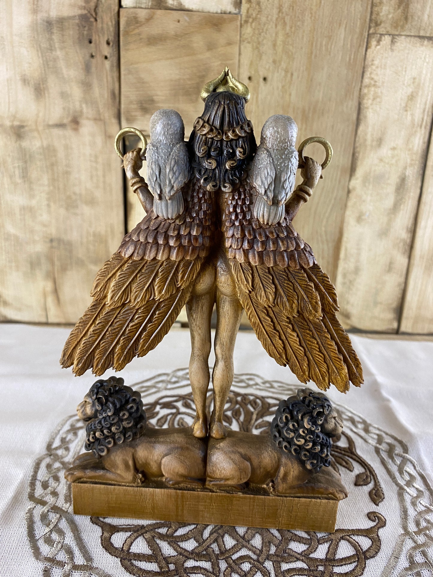 Ereshkigal Ereshkigal statue Mesopotamian goddess Sumerian gods Goddess statue Ishtar Inanna Sumerian art Altar statue Wood god statue