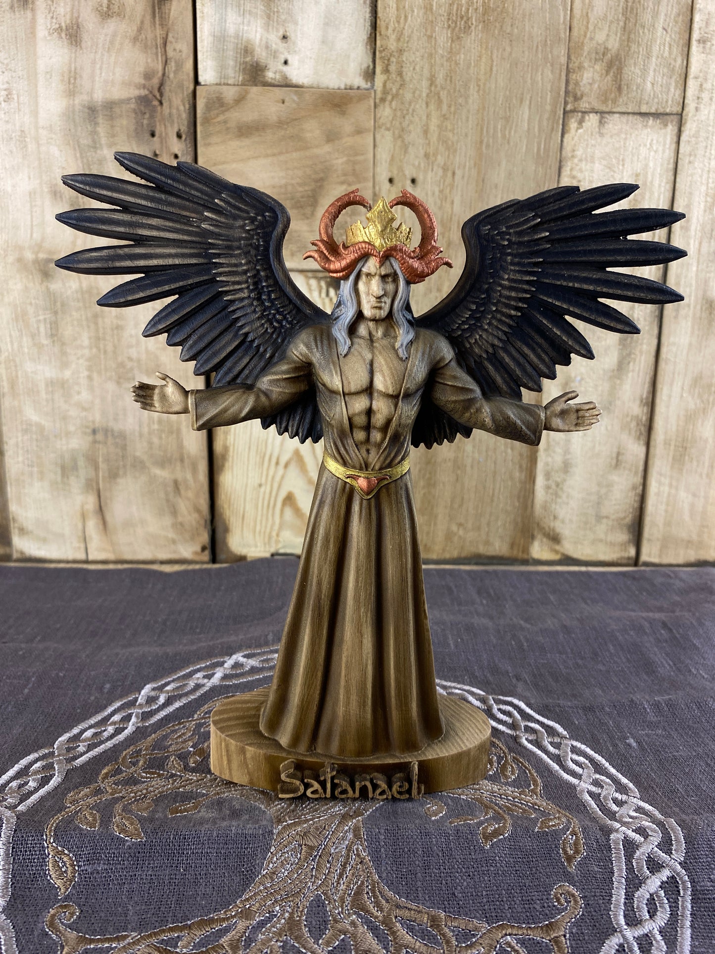 Satan statue Satanism Demon statue Devil statue Satanic Witchcraft Wood carving Demon art Demon decor Occult decor Satanael Occult art
