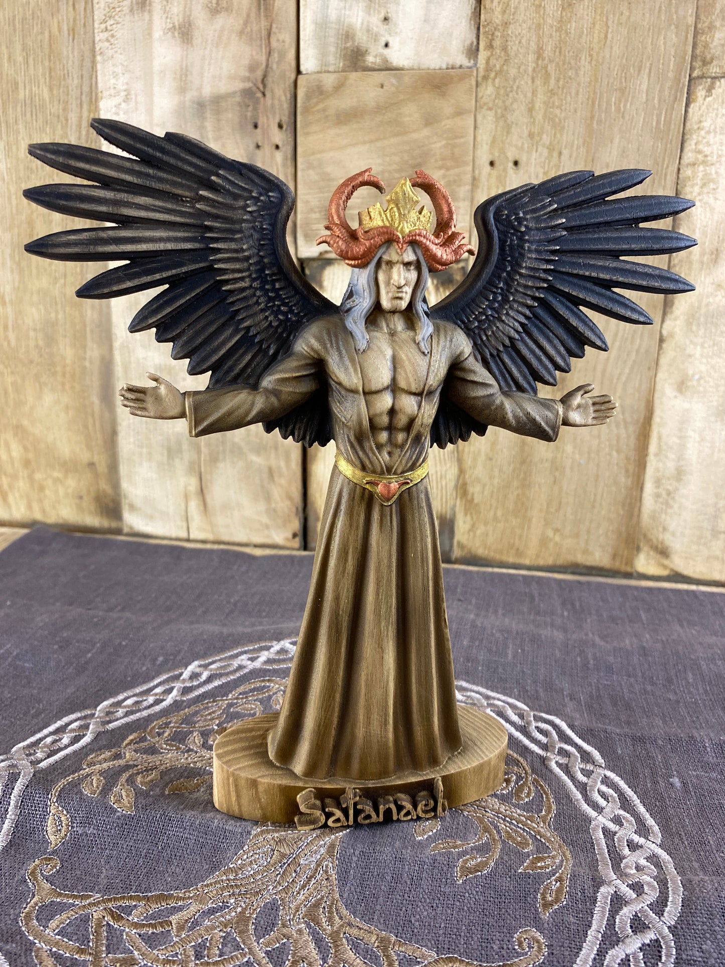 Satan statue Satanism Demon statue Devil statue Satanic Witchcraft Wood carving Demon art Demon decor Occult decor Satanael Occult art