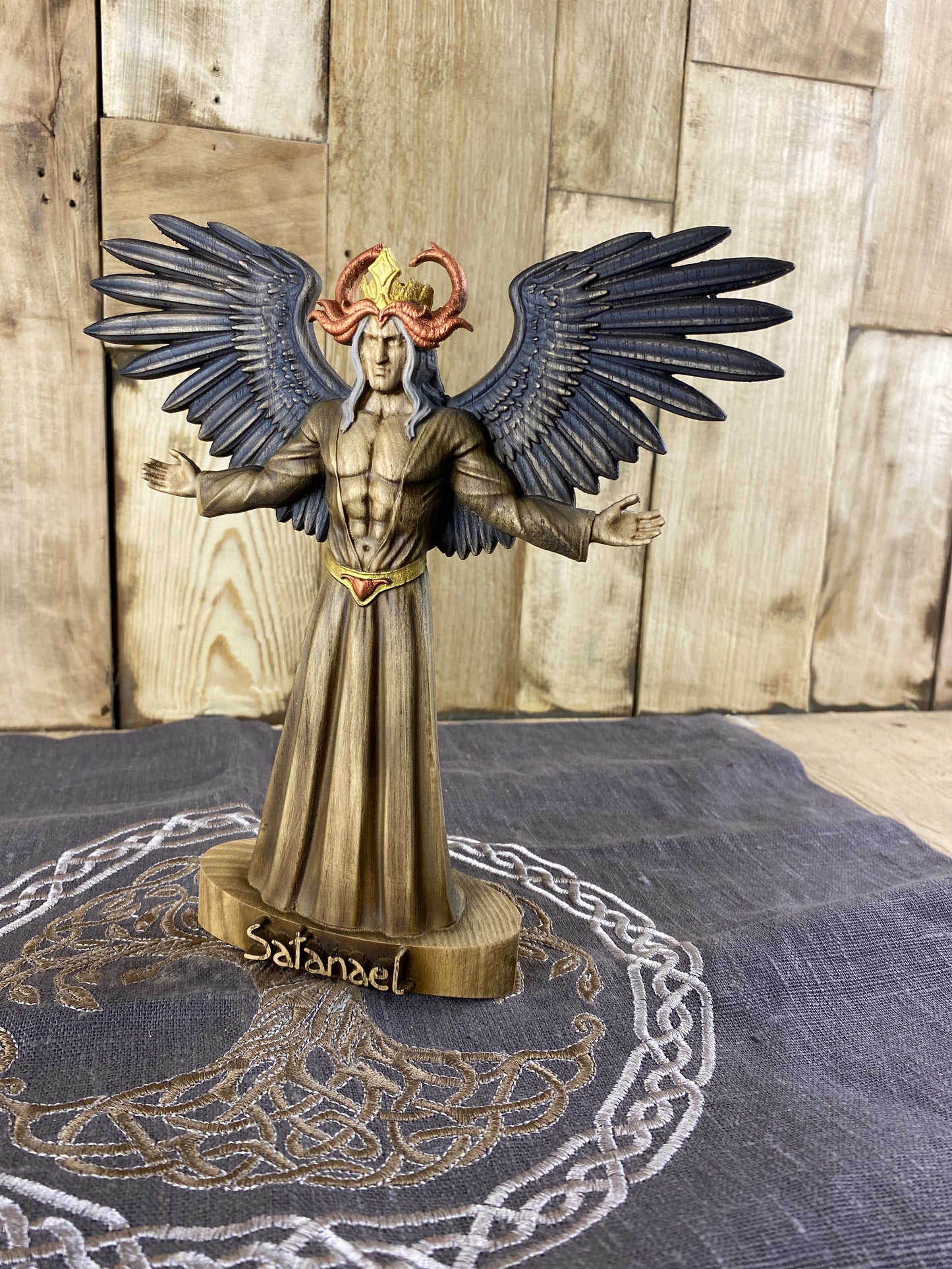Satan statue Satanism Demon statue Devil statue Satanic Witchcraft Wood carving Demon art Demon decor Occult decor Satanael Occult art