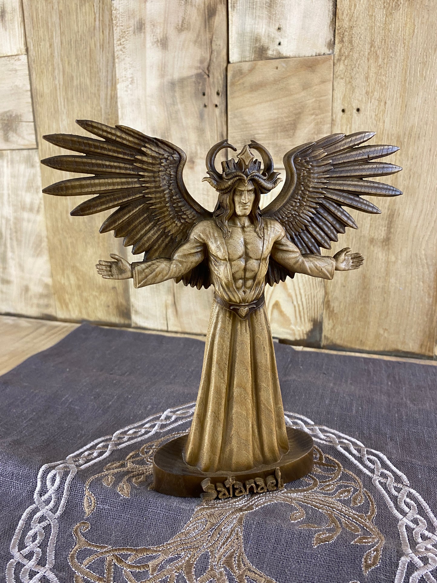 Satan statue Satanism Demon statue Devil statue Satanic Witchcraft Wood carving Demon art Demon decor Occult decor Satanael Occult art