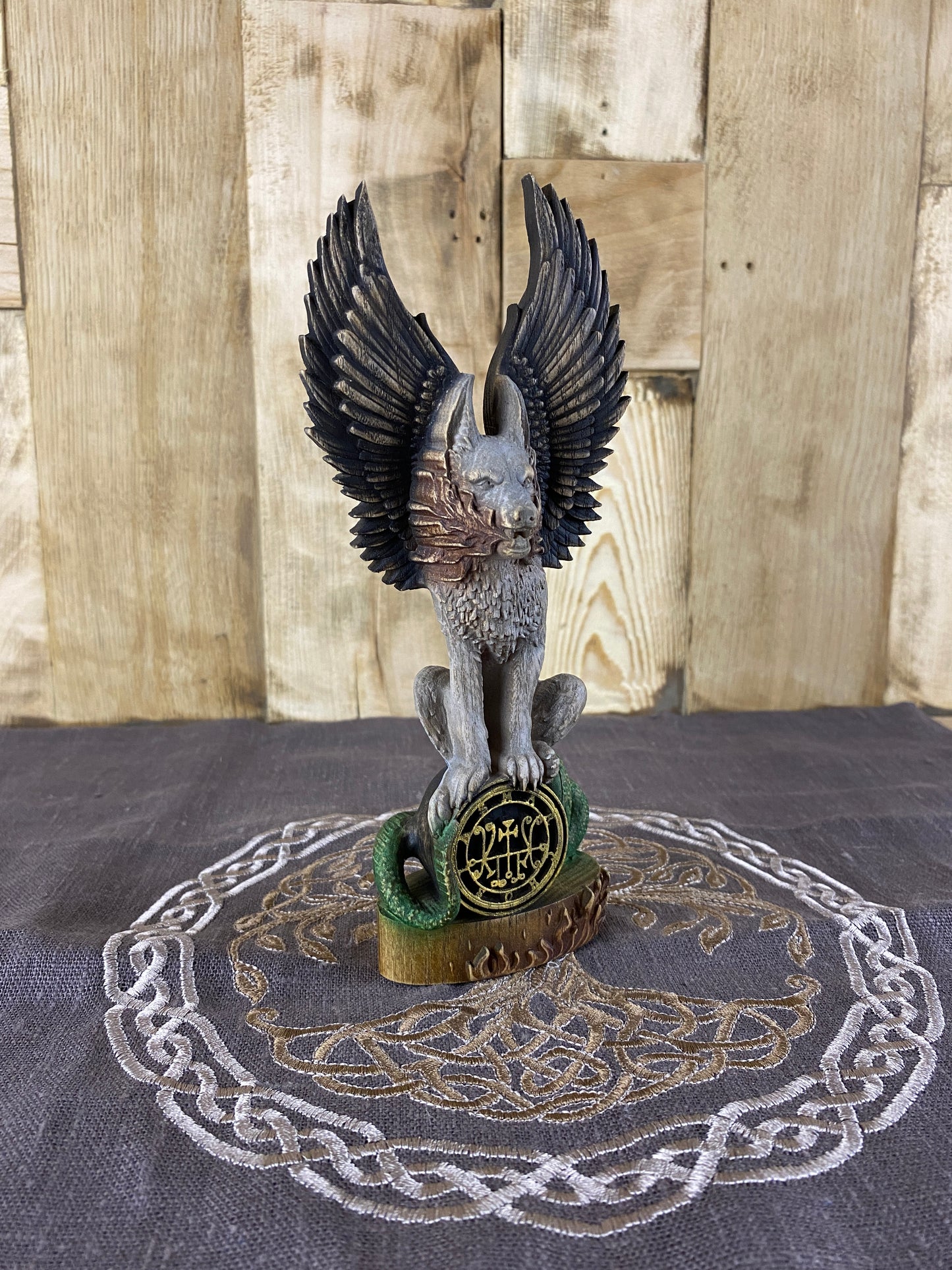 Marchosias Demon statue Demon sigil Winged wolf Goetia demon Occult décor Pagan statue Marchosias seal Wicca altar Solomon Pagan altar Wicca