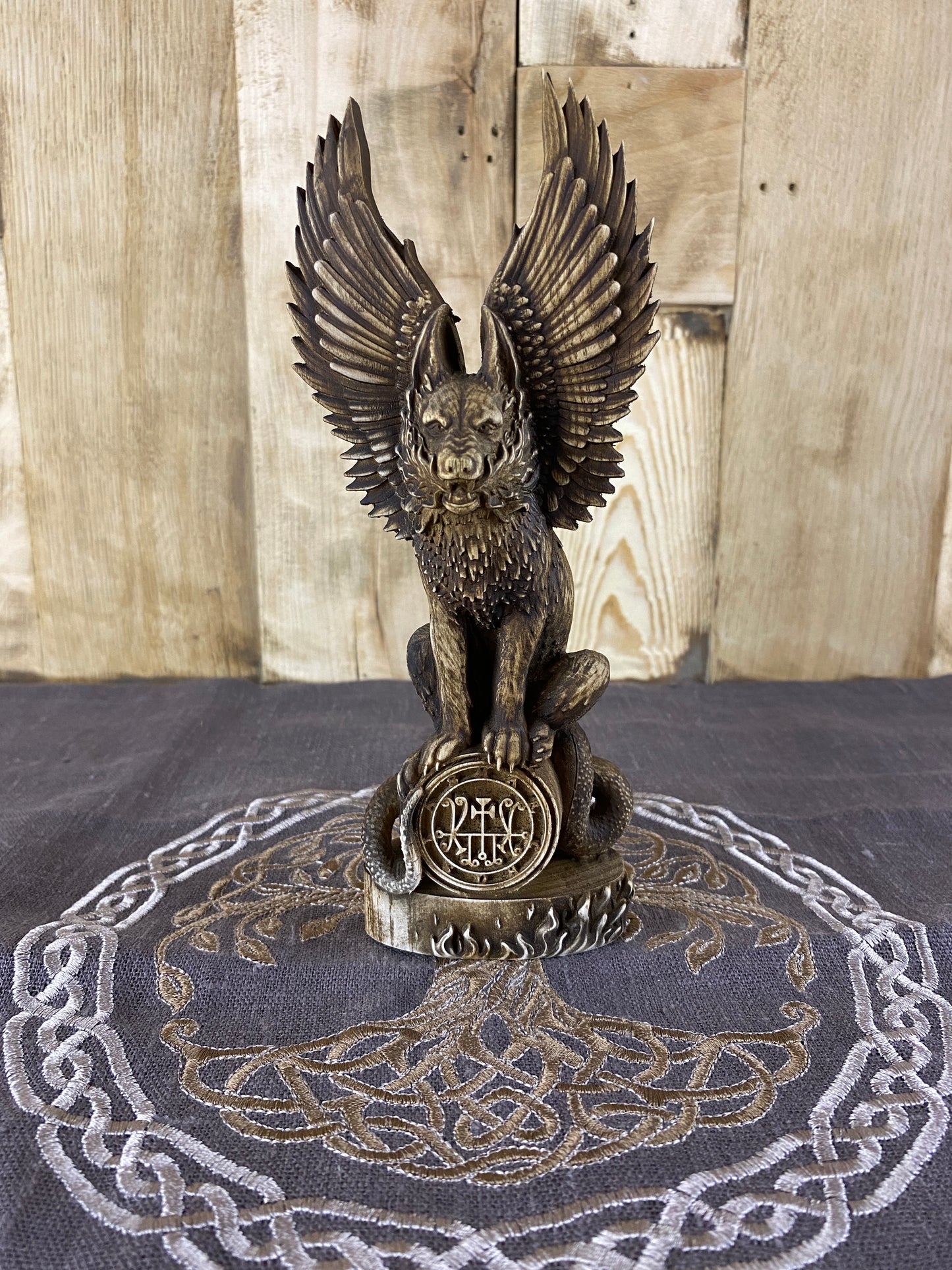 Marchosias Demon statue Demon sigil Winged wolf Goetia demon Occult décor Pagan statue Marchosias seal Wicca altar Solomon Pagan altar Wicca