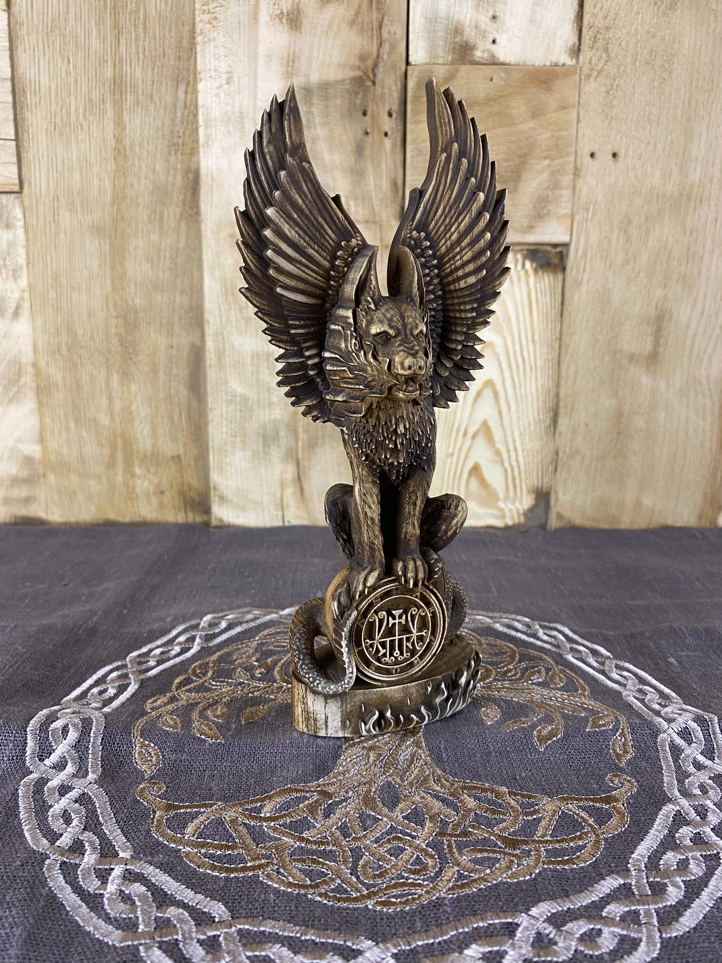 Marchosias Demon statue Demon sigil Winged wolf Goetia demon Occult décor Pagan statue Marchosias seal Wicca altar Solomon Pagan altar Wicca