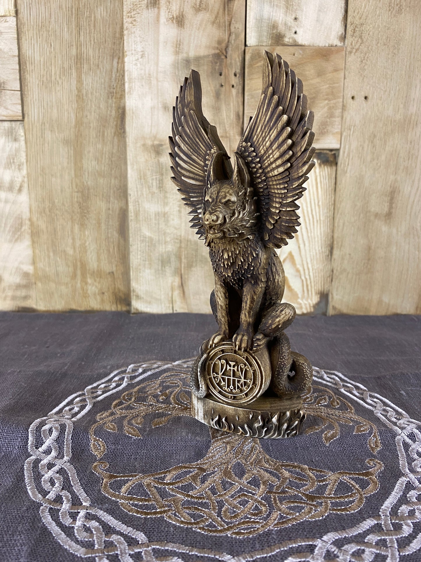 Marchosias Demon statue Demon sigil Winged wolf Goetia demon Occult décor Pagan statue Marchosias seal Wicca altar Solomon Pagan altar Wicca