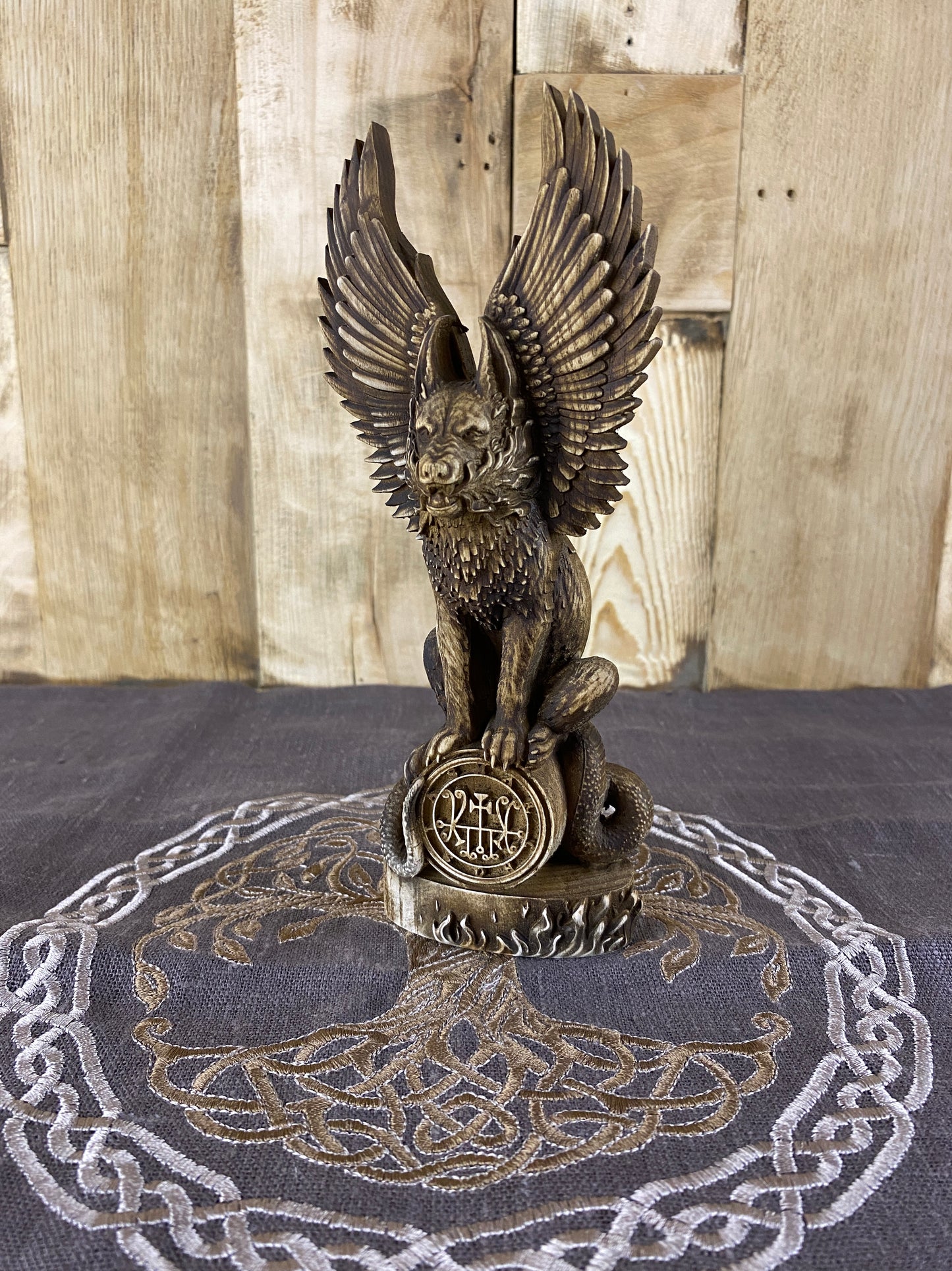 Marchosias Demon statue Demon sigil Winged wolf Goetia demon Occult décor Pagan statue Marchosias seal Wicca altar Solomon Pagan altar Wicca