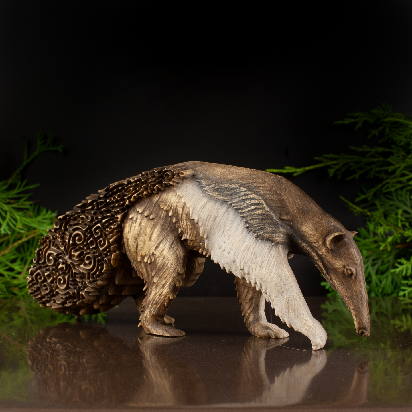 Giant Anteater & Tamandua Duo – Hand-Carved Wood Artistry