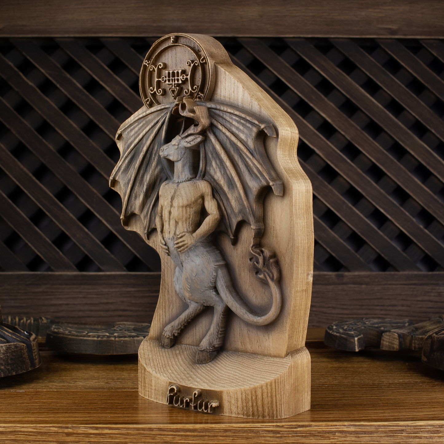 Wooden Demon Statue - Furfur