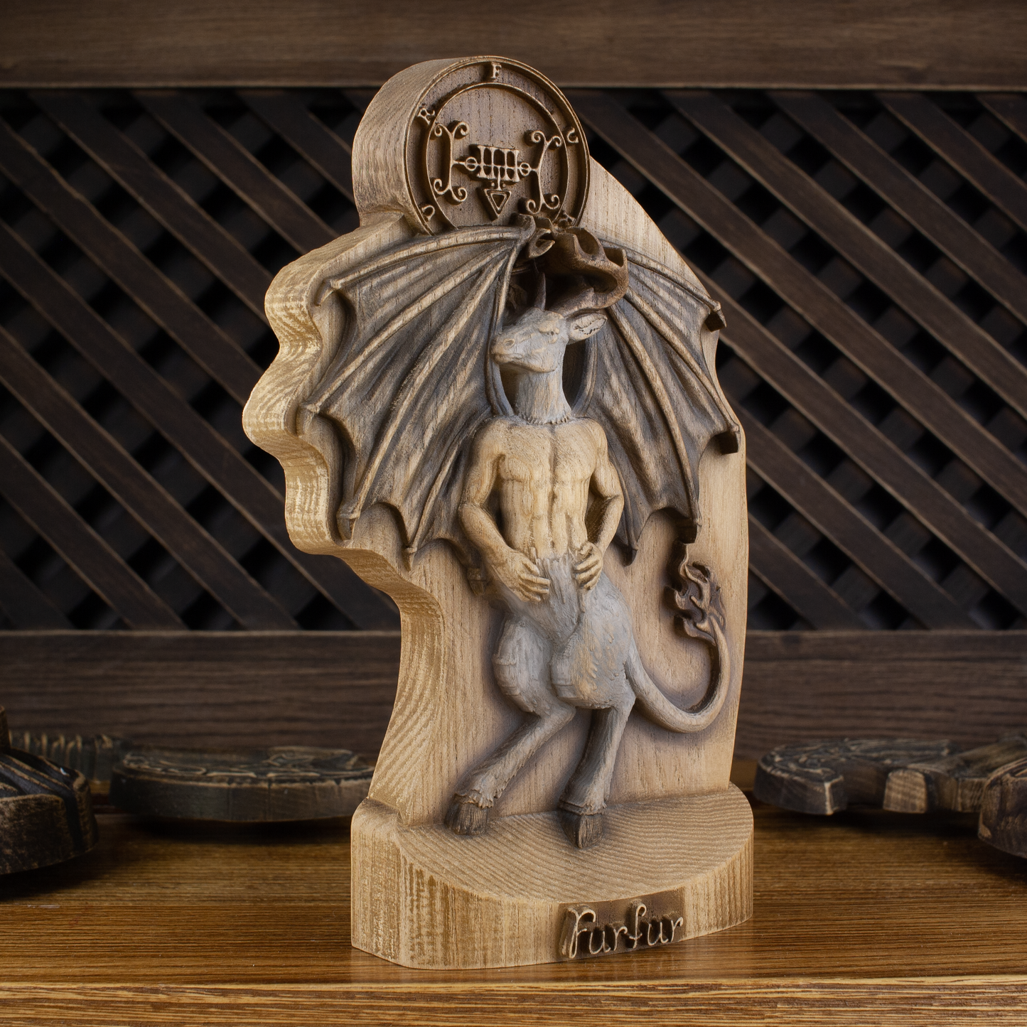 Wooden Demon Statue - Furfur