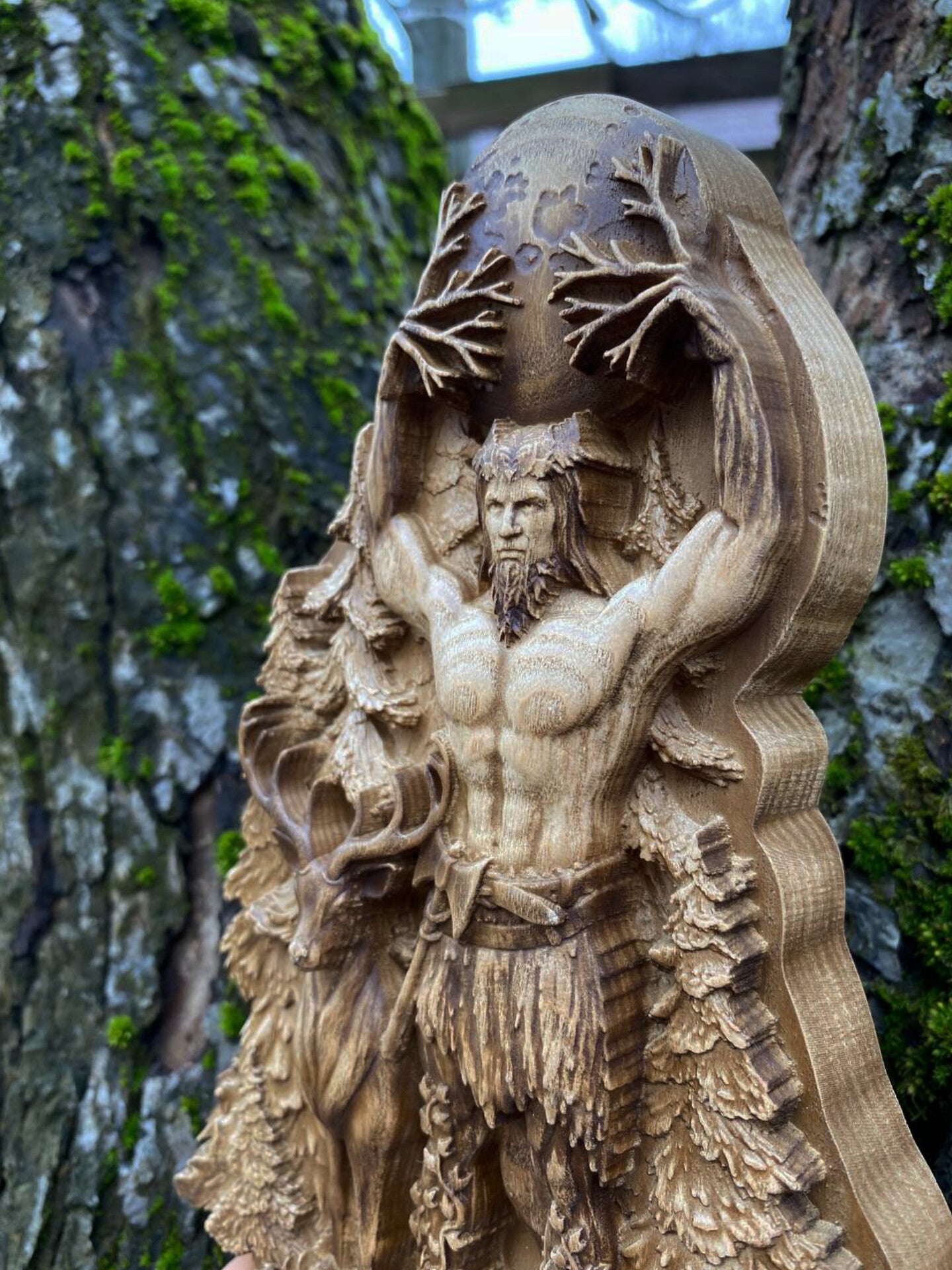 Tapio, Horned god, Lord of the forest, Norse mythology Wood carving