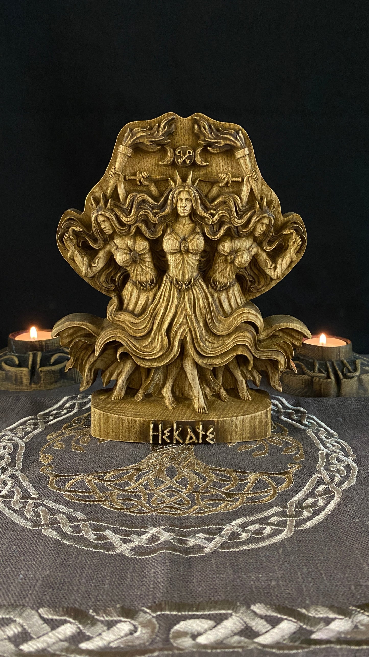 Hecate statue Triple goddess statue Hecate altar Altar statue Greek god statue Ancient greek Hecate gooddess Witchcraft Greek mythology art