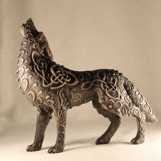Fenrir Wooden Statue