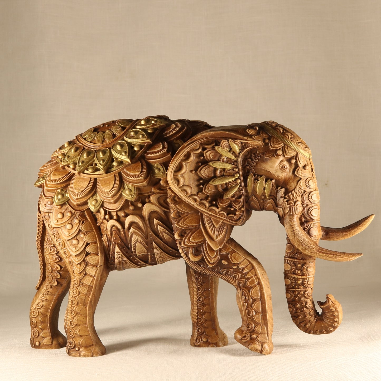 Handcrafted Wooden Elephant Statue - Exquisite Elephant Decor and Symbol of Strength