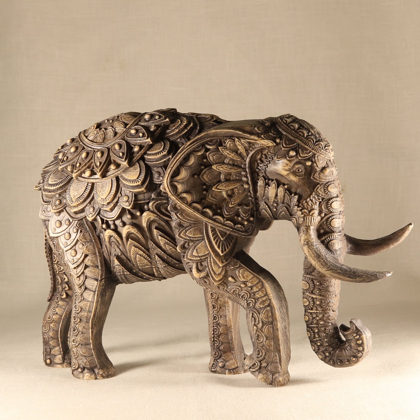 Handcrafted Wooden Elephant Statue - Exquisite Elephant Decor and Symbol of Strength