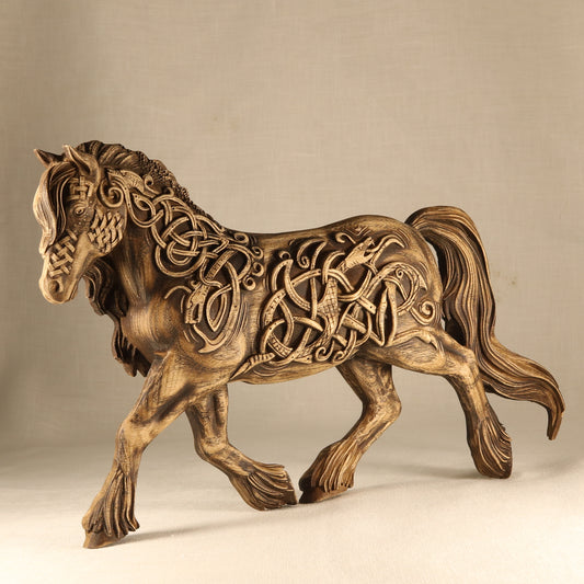 Horse, symbol of speed, wooden statue, Viking horse