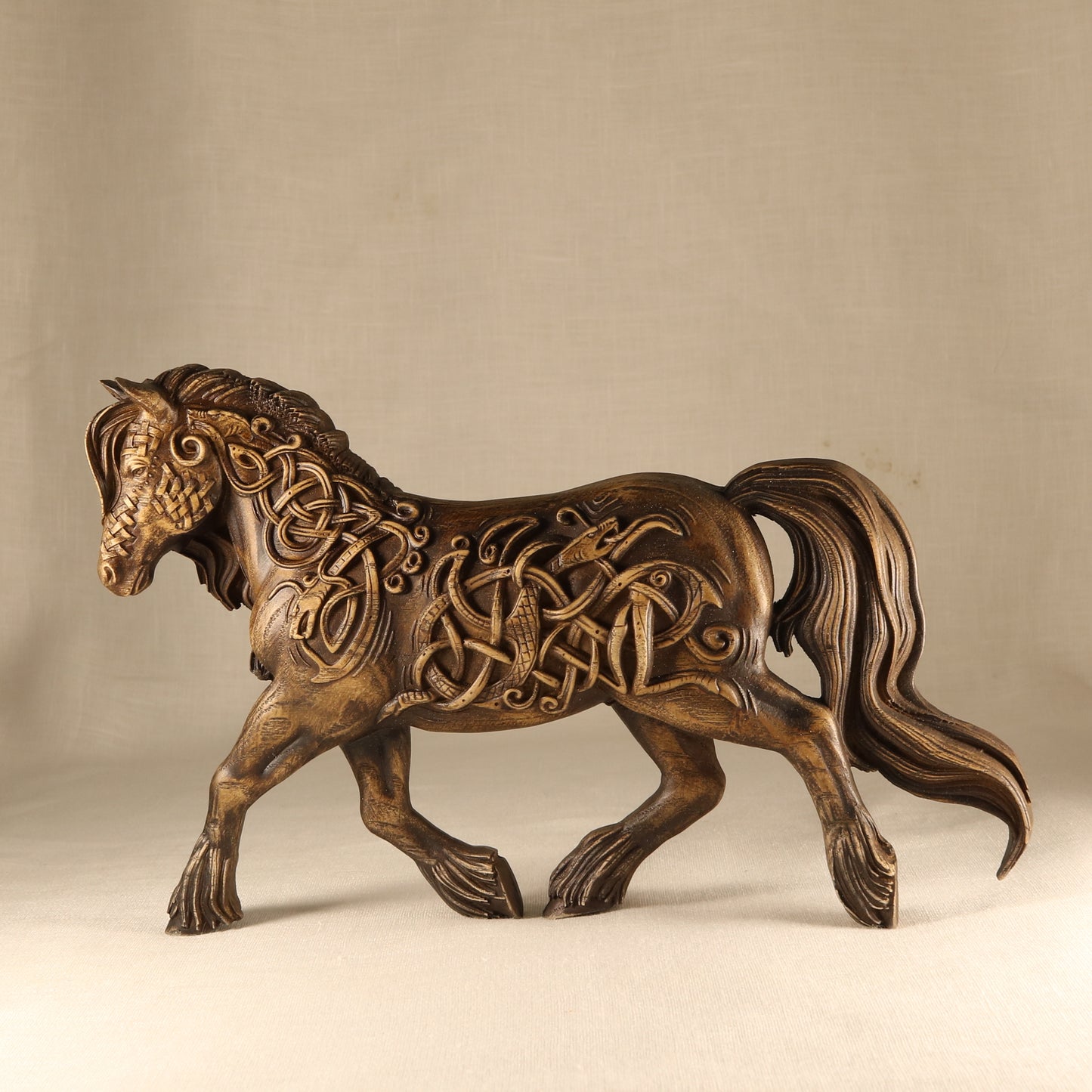 Horse, wooden statue, Viking horse