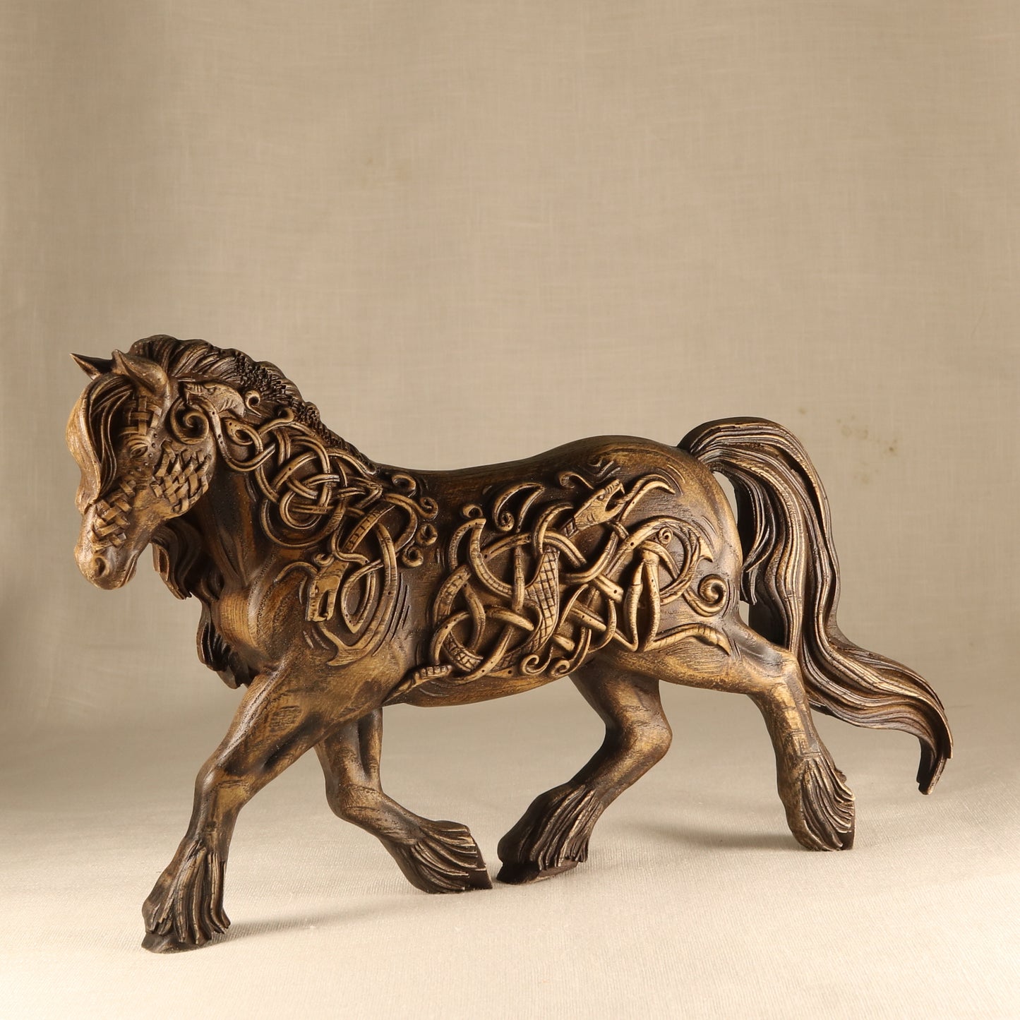 Horse, symbol of speed, wooden statue, Viking horse