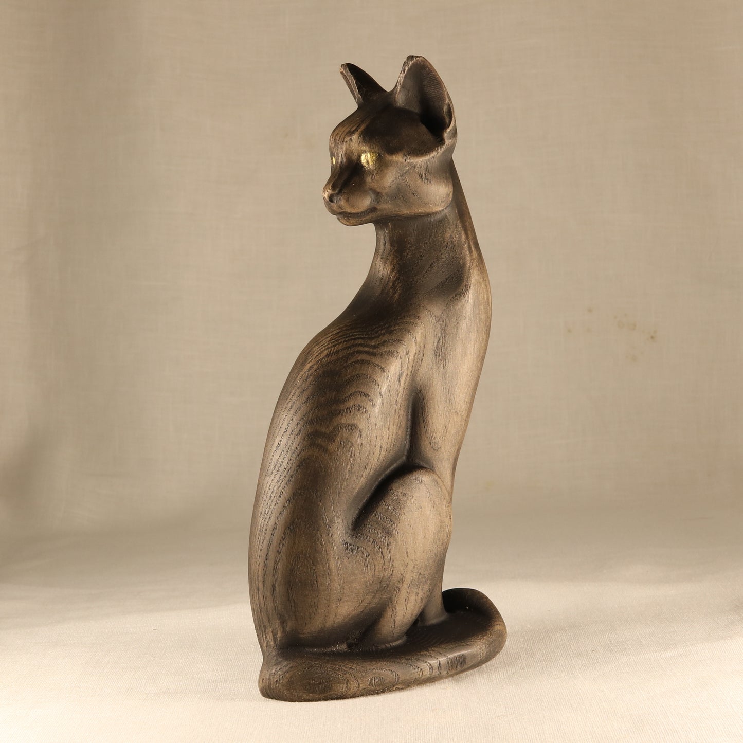 Cat statue Wooden cat statue Black cat Bastet cat sculpture