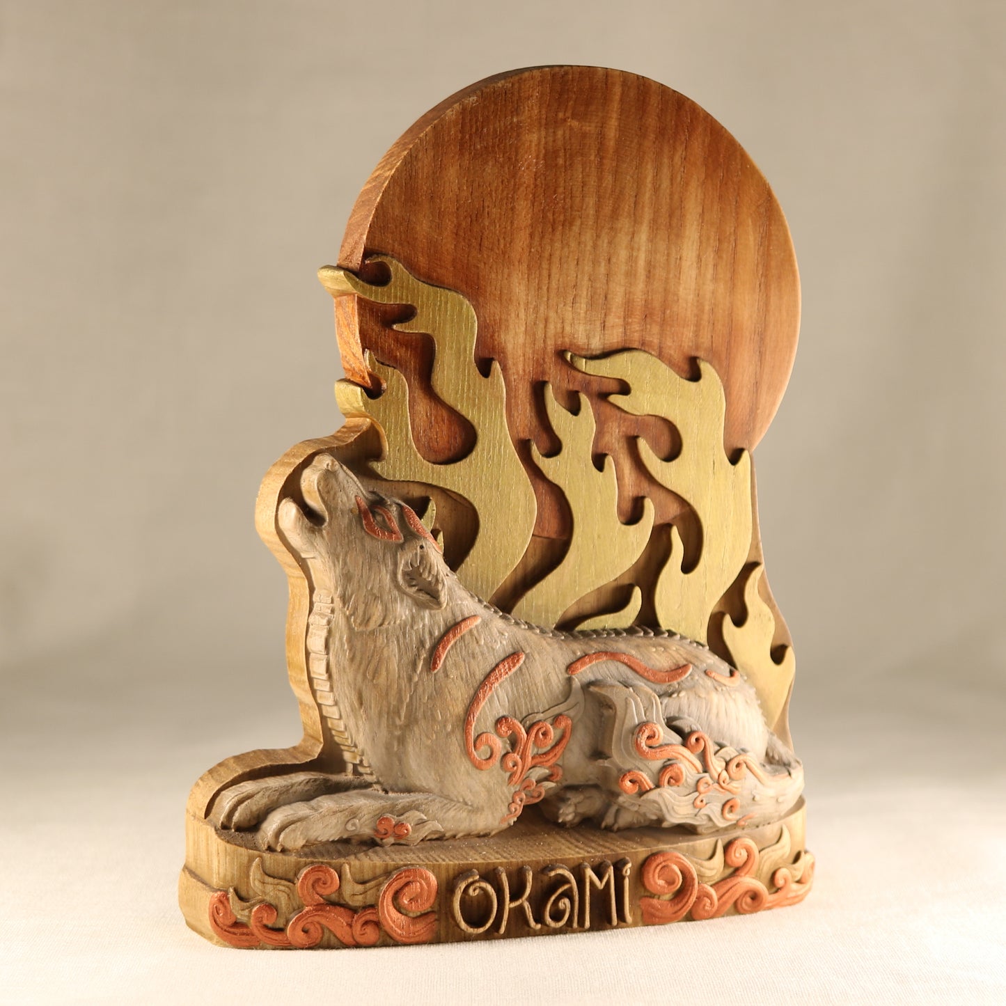 Glorious Okami: Japanese Mythology Wooden Statue