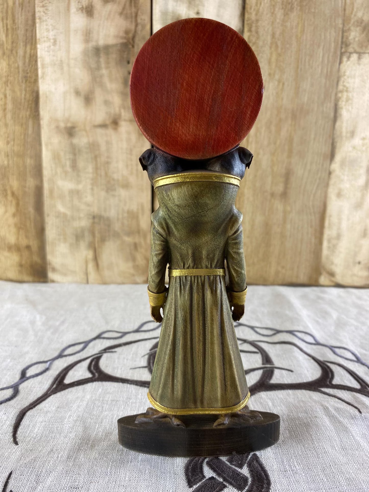 Naberius with Sigil Wooden Statue – Hand Carved Occult Gothic Altar Decor & Ars Goetia Sculpture