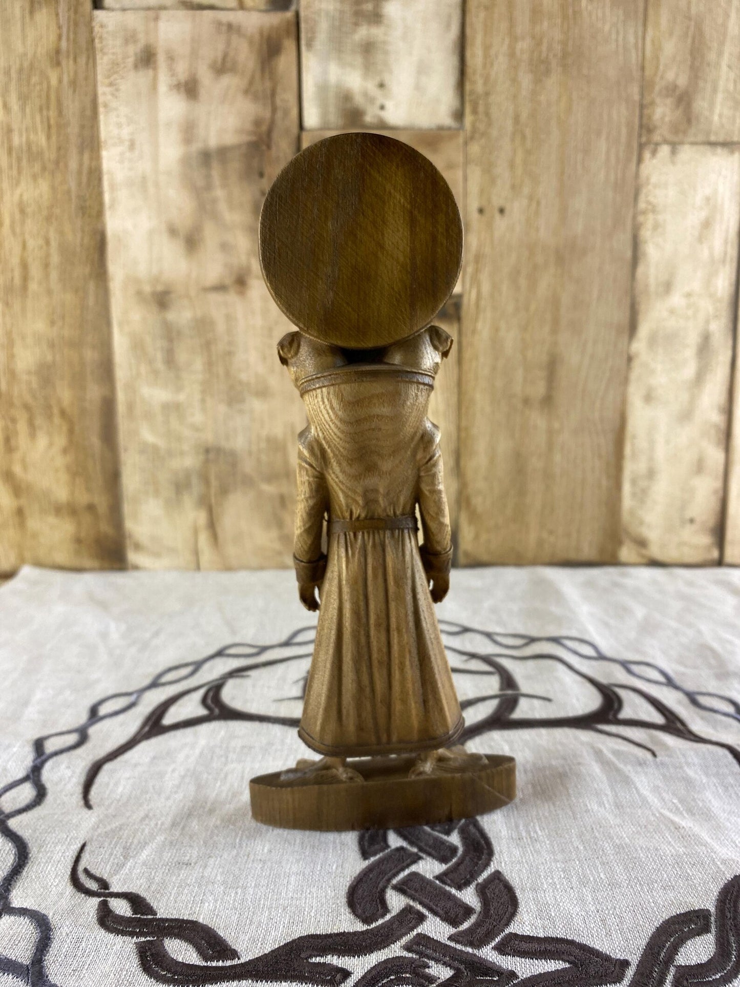 Naberius with Sigil Wooden Statue – Hand Carved Occult Gothic Altar Decor & Ars Goetia Sculpture
