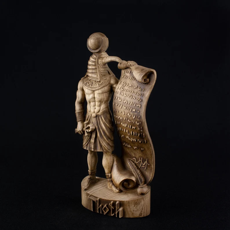 Handcrafted Wooden Thoth Statue