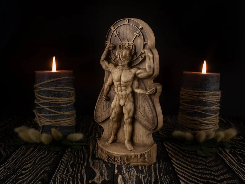 Wooden Beelzebub Statue - Dark Deities and Demons Collection