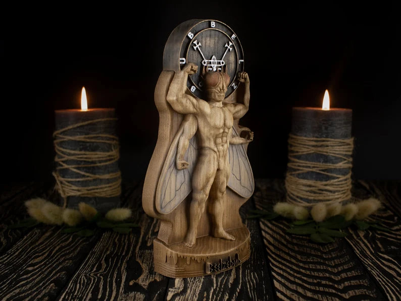 Wooden Beelzebub Statue - Dark Deities and Demons Collection