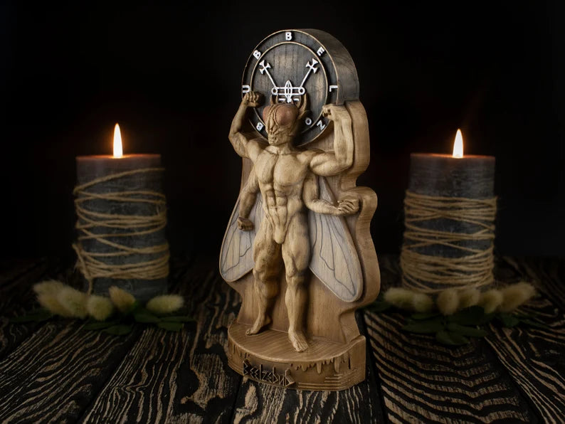 Wooden Beelzebub Statue - Dark Deities and Demons Collection
