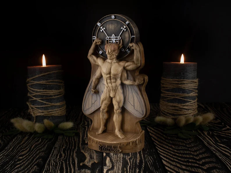 Wooden Beelzebub Statue - Dark Deities and Demons Collection