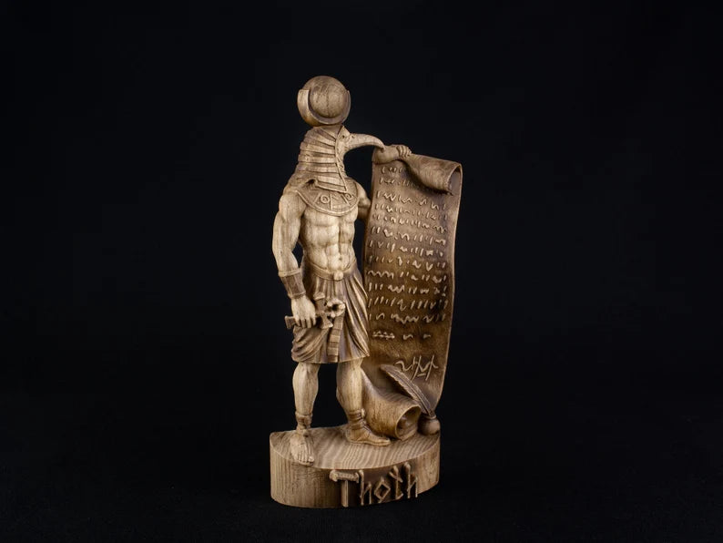 Handcrafted Wooden Thoth Statue