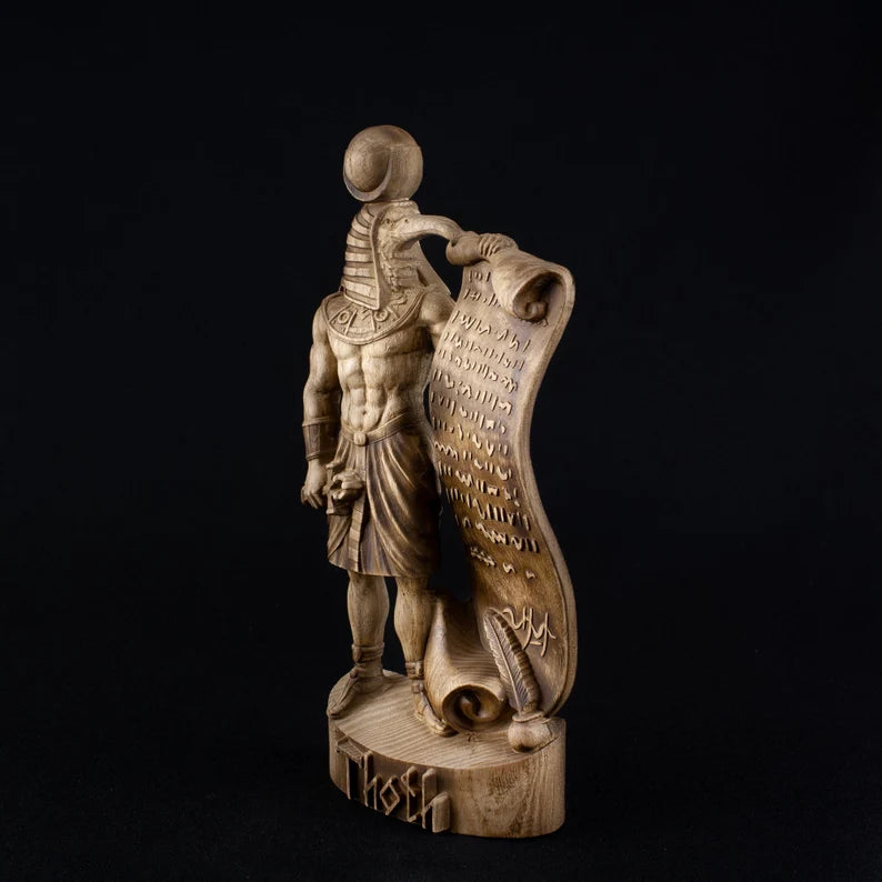 Handcrafted Wooden Thoth Statue