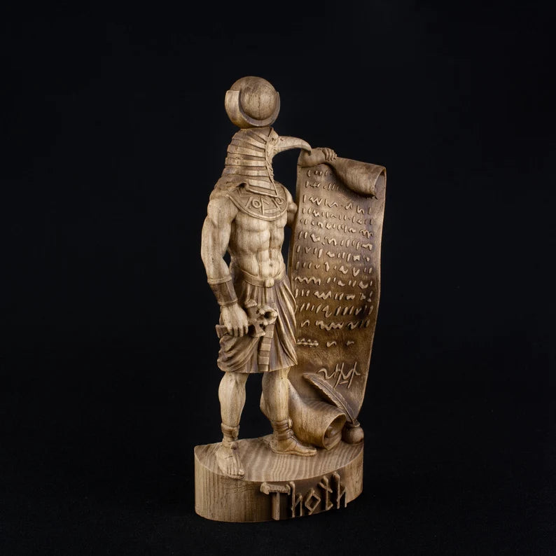 Handcrafted Wooden Thoth Statue