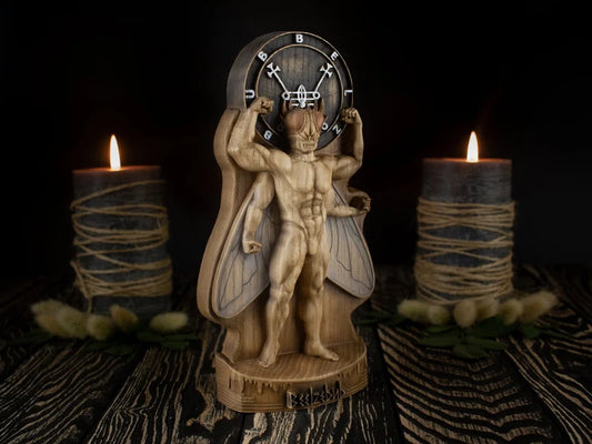 Beelzebub statue Satan Wooden sculpture Lucifer statue Demon statue Gothic statue Lucifer altar statue Azazel Lord of the flies Wood carving