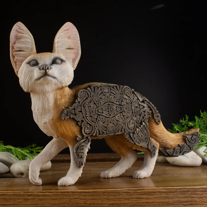 Wooden Fennec Fox Carved - African Safari Carved