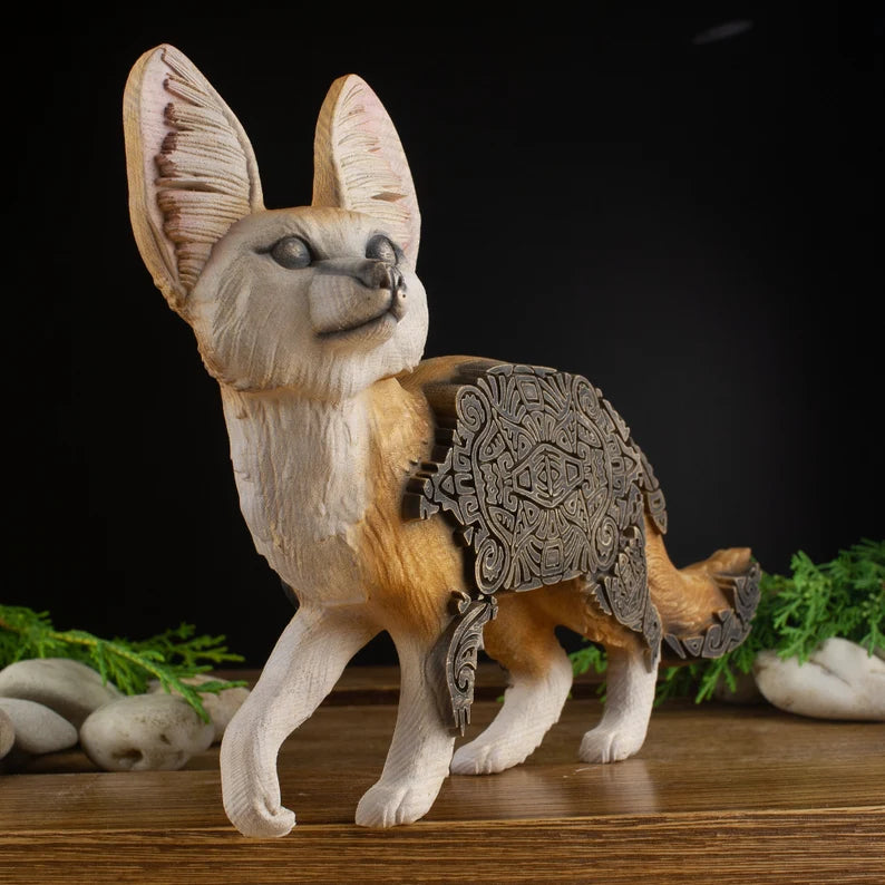 Wooden Fennec Fox Carved - African Safari Carved