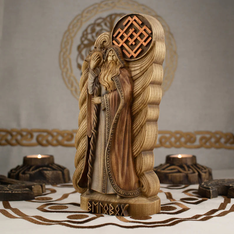 Wooden Belobog Statue - Slavic Mythology Pagan Sculpture