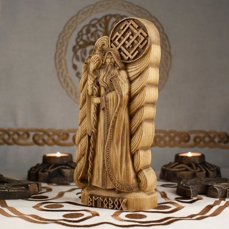 Wooden Belobog Statue - Slavic Mythology Pagan Sculpture