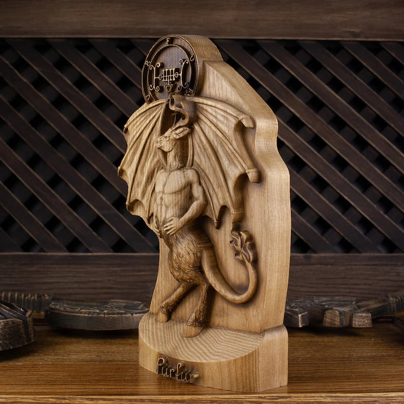 Exquisite Furfur Demon Wooden Statue: A Masterpiece of Occult Craftsmanship