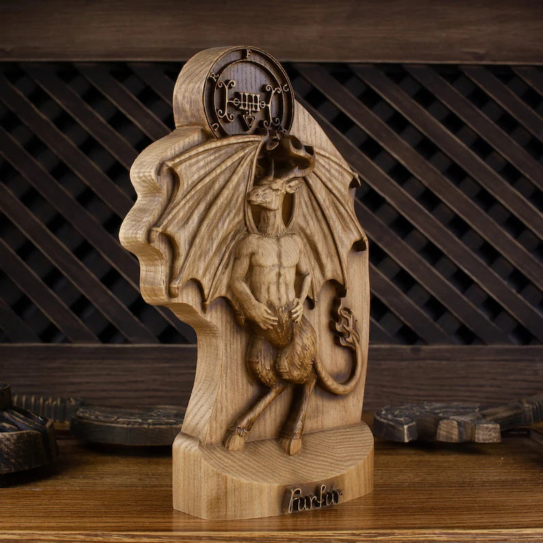 Exquisite Furfur Demon Wooden Statue: A Masterpiece of Occult Craftsmanship