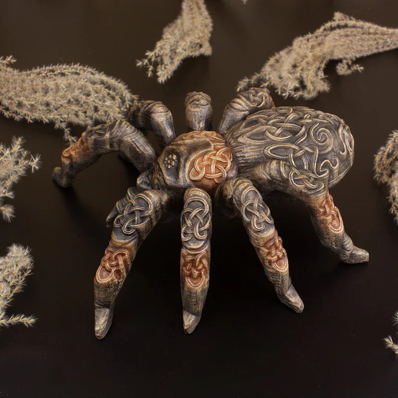 Celtic Spider Pattern Handcrafted Wooden Spider Statue with Norse and Celtic Motifs – Art ...