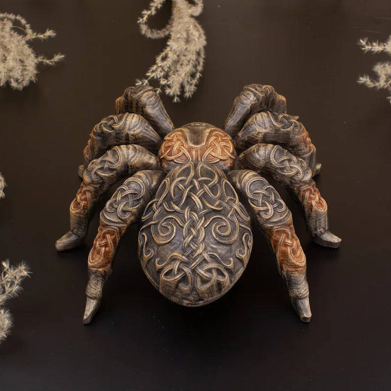 Celtic Spider Pattern Handcrafted Wooden Spider Statue with Norse and Celtic Motifs – Art ...