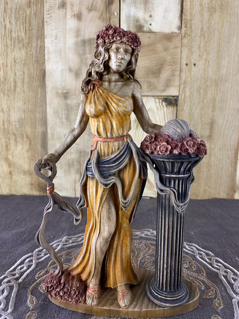 Ariadne Statue | Greek Goddess of the Labyrinth | Greek Mythology Pagan Altar Decor | Natural Wood Sculpture