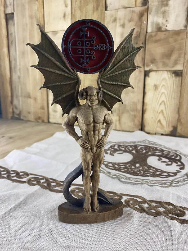 Demon Gaap Statue Goetia Sigil Occult Wooden Decor Demonology Art Sculpture Gothic Occult