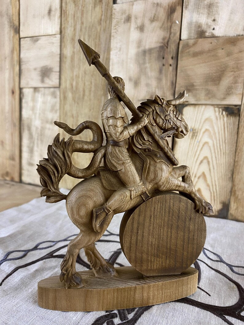 Duke Bathin Ash Wood Statue: Occult Gothic Decor Demon Occult Art Carved Sculpture Mythology