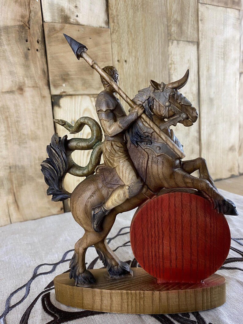 Duke Bathin Ash Wood Statue: Occult Gothic Decor Demon Occult Art Carved Sculpture Mythology