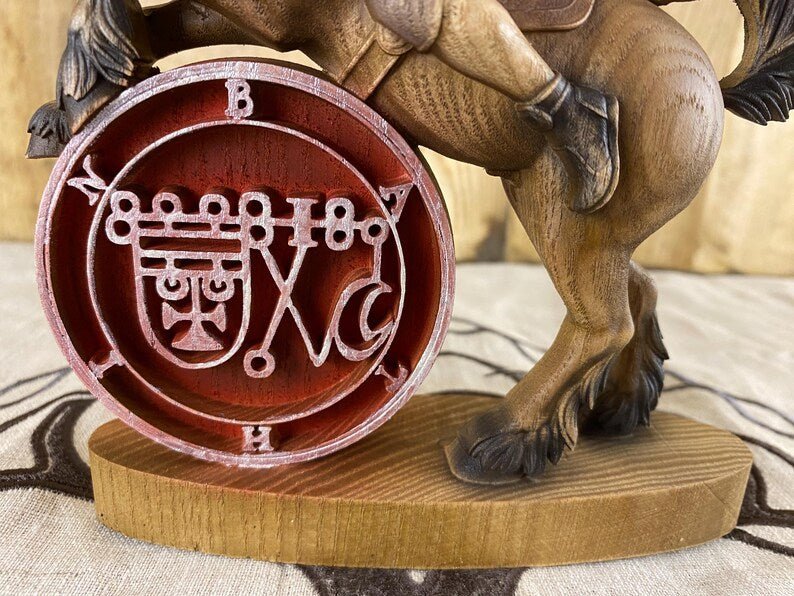 Duke Bathin Ash Wood Statue: Occult Gothic Decor Demon Occult Art Carved Sculpture Mythology