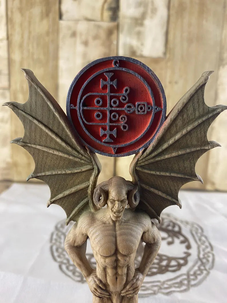 Demon Gaap Statue Goetia Sigil Occult Wooden Decor Demonology Art Sculpture Gothic Occult